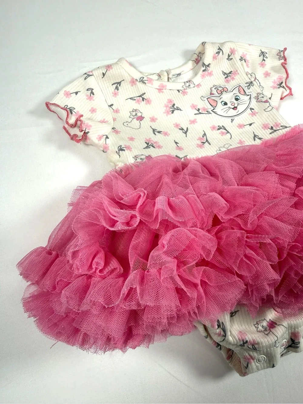 DISNEY CLASSICS Baby Girls’ Marie Tulle Tutu Floral One Piece Aristocats 3-6M